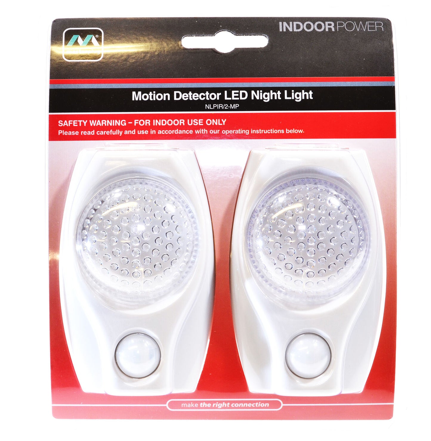 Night Light Motion Detection Dusk to Dawn MasterPlug Twin Pack LED Orange Glow