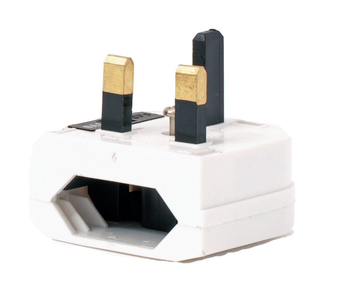 SMJ EU European 2 Pin to UK Mains Travel Adapter White