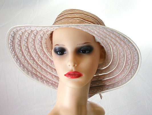 Pia Rossini Desoto Cotton Sun Hat Ladies Classic Summer Stone/White New