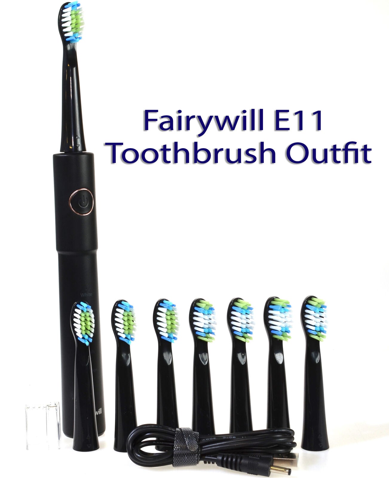 Fairywill E11 Sonic RechargeableToothbrush 8 Replacemtent Heads USB 5 Modes