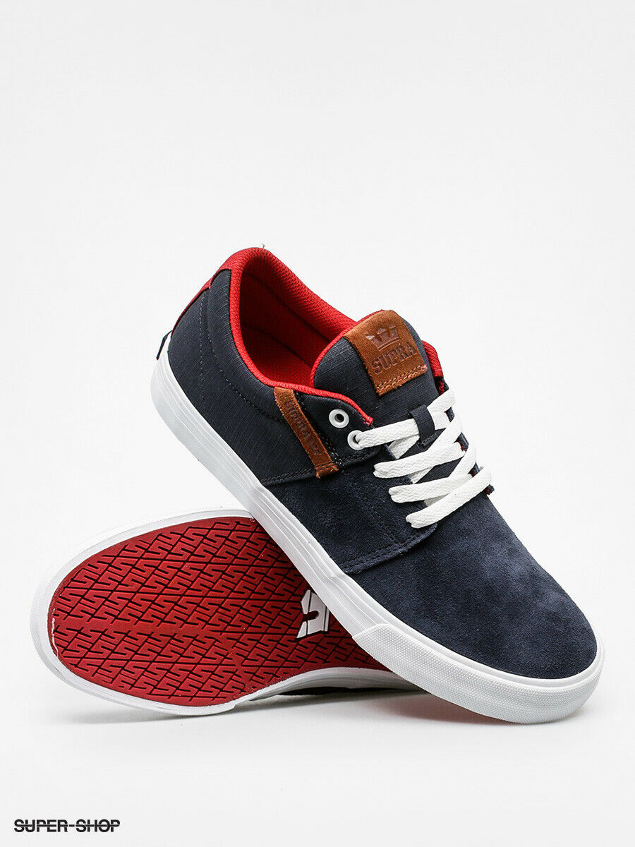 Supra Stacks Vulc II 2 Red Navy Slate White Mens Skate Shoes Trainers