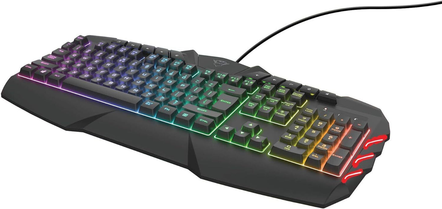 LED Gaming Keyboard Trust Odyss Semi-Mechanical Wired UK Layout Anti Ghosting