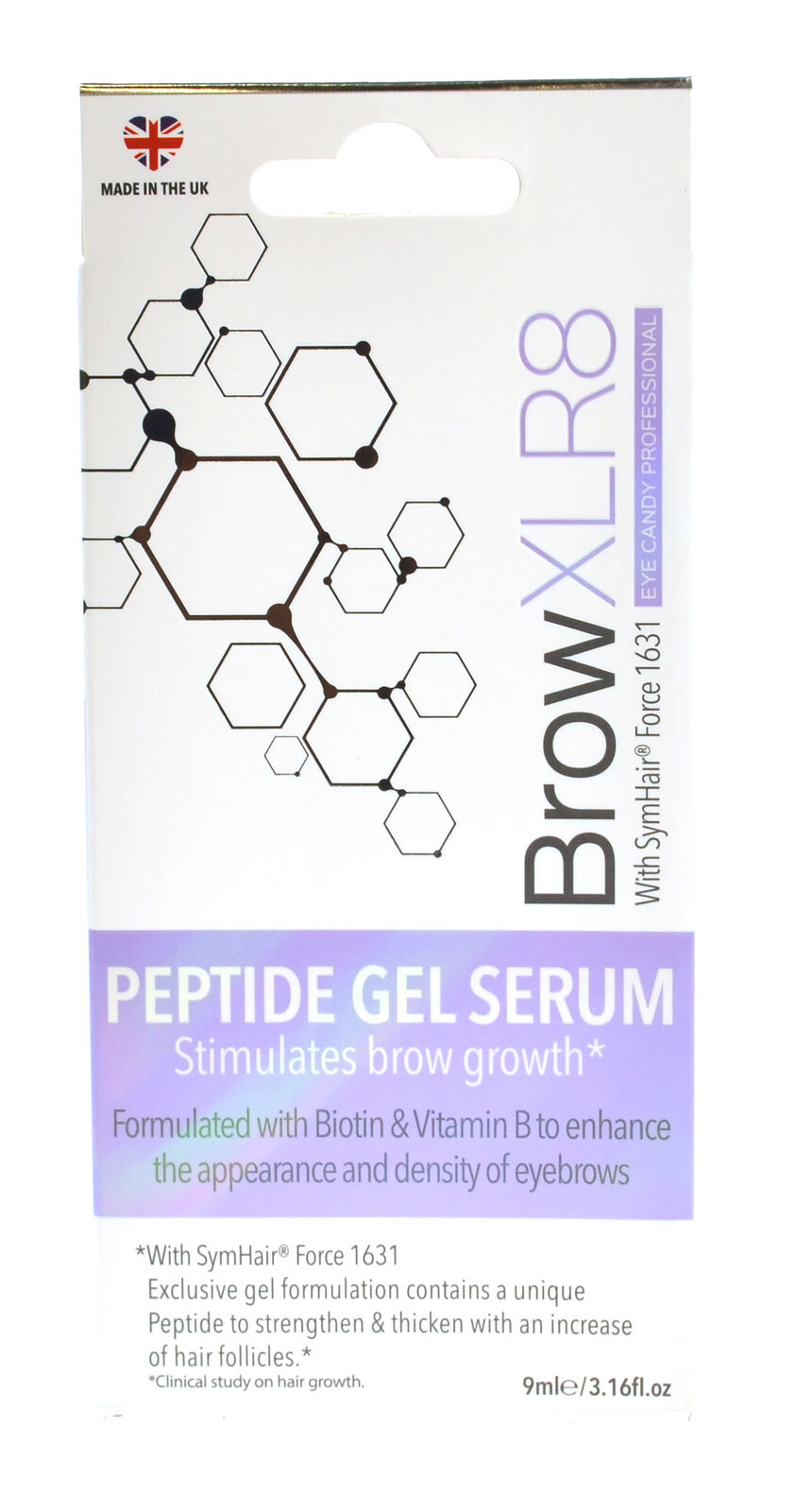 Brow Growth Serum XLR8 Rapid Peptide Gel Biotin Eye Candy UK Manufacture 9ml