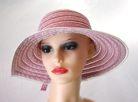 Pia Rossini Desoto Cotton Sun Hat Ladies Classic Summer Blush/White New