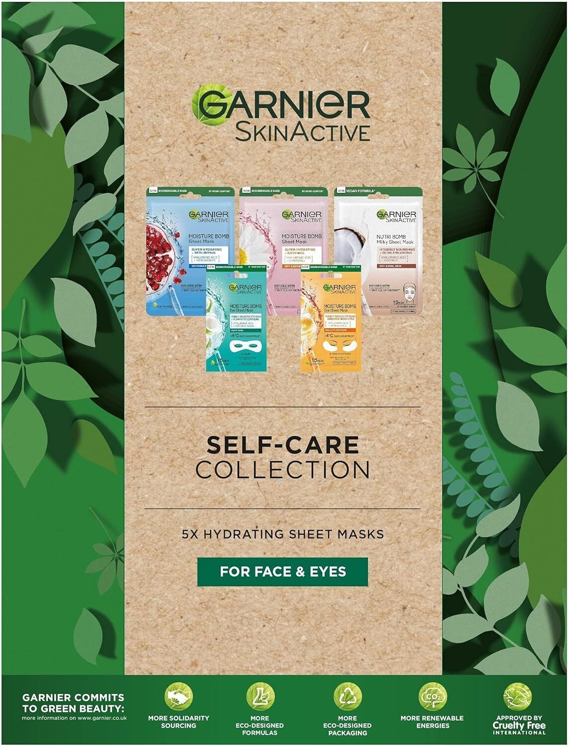 Garnier Skin Active Self Care Face Mask Collection Gift Pack Vegan Biodegradable