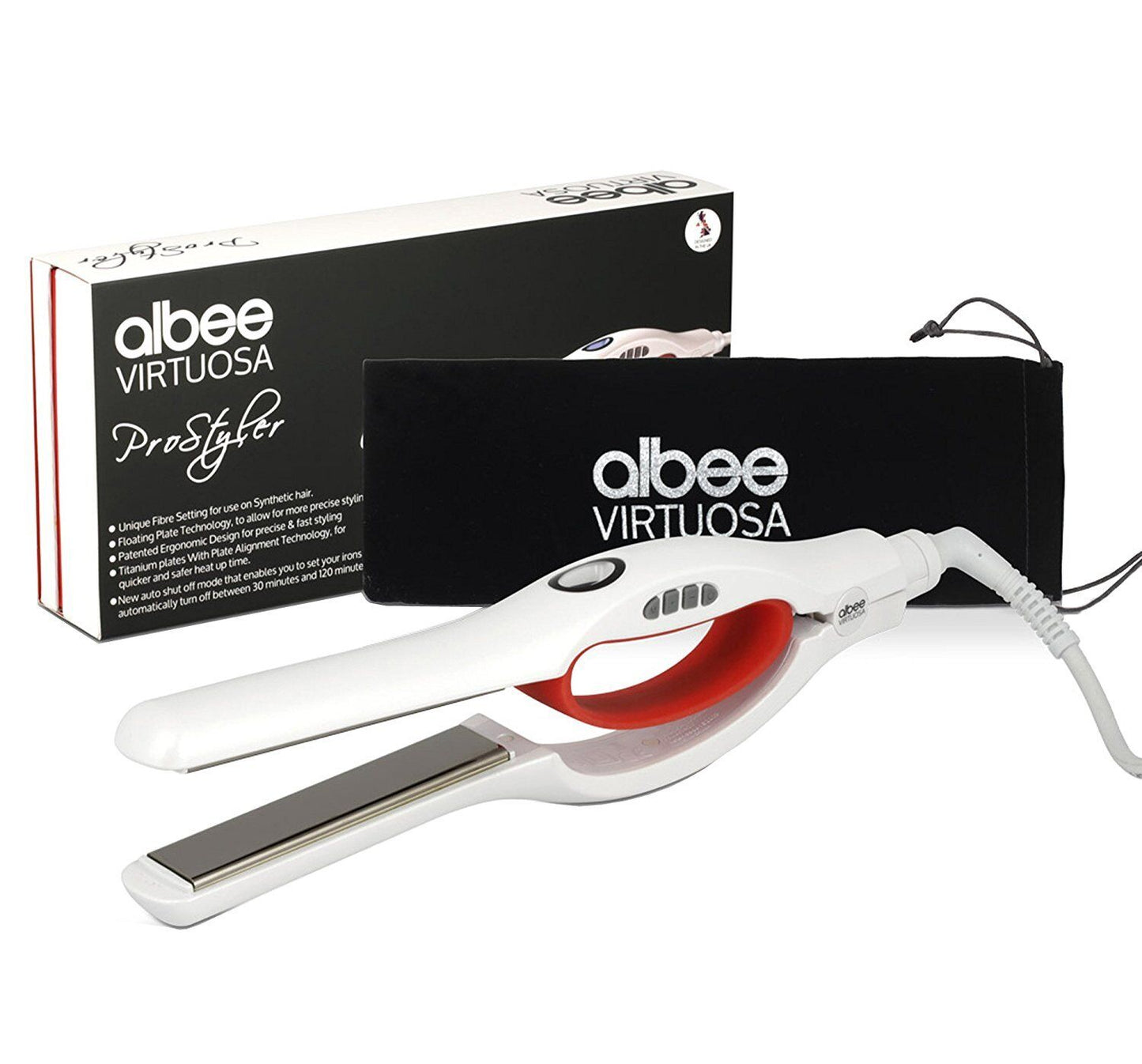 Albee Virtuosa ProStyler Digital Ergonomic Hair Straightener Titanium Auto Off