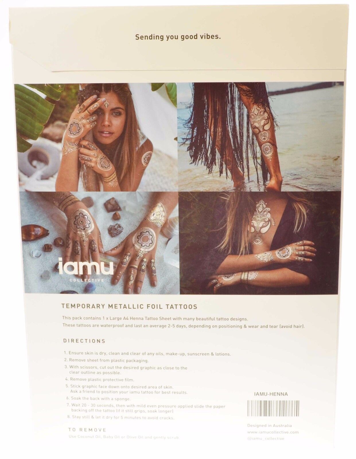 Iamu Collective Temporary Flash Tattoos Metallic Waterproof Mayan Egyptian