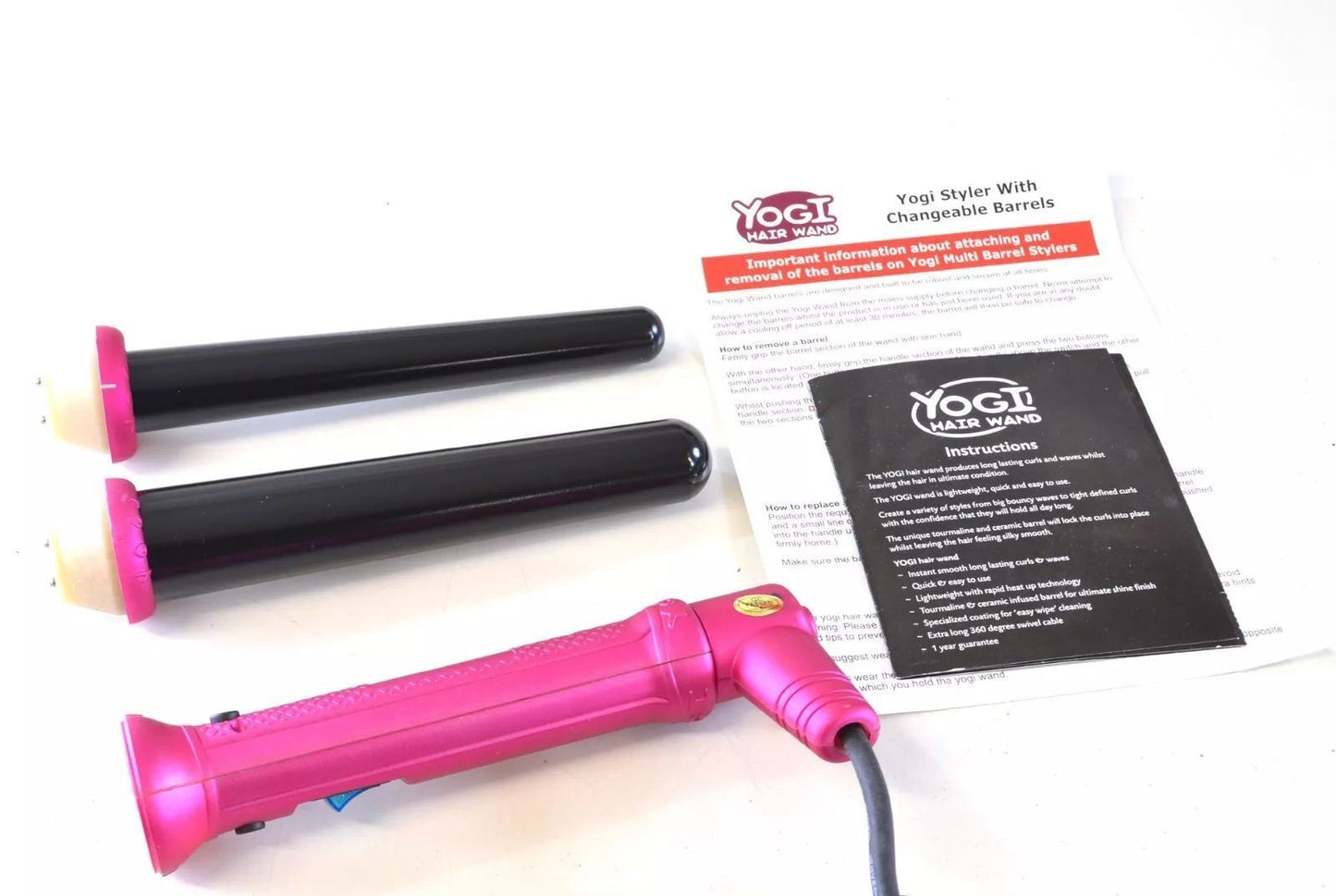 Mini Hair Straightners + Twin Barrel Curling Wand Gift Pack Yogi Metalic Pink