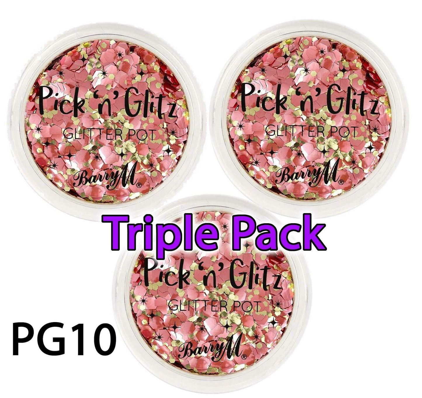 Barry M Pick n Glitz Pink Body Glitter BAE PGE 10 Triple Pack