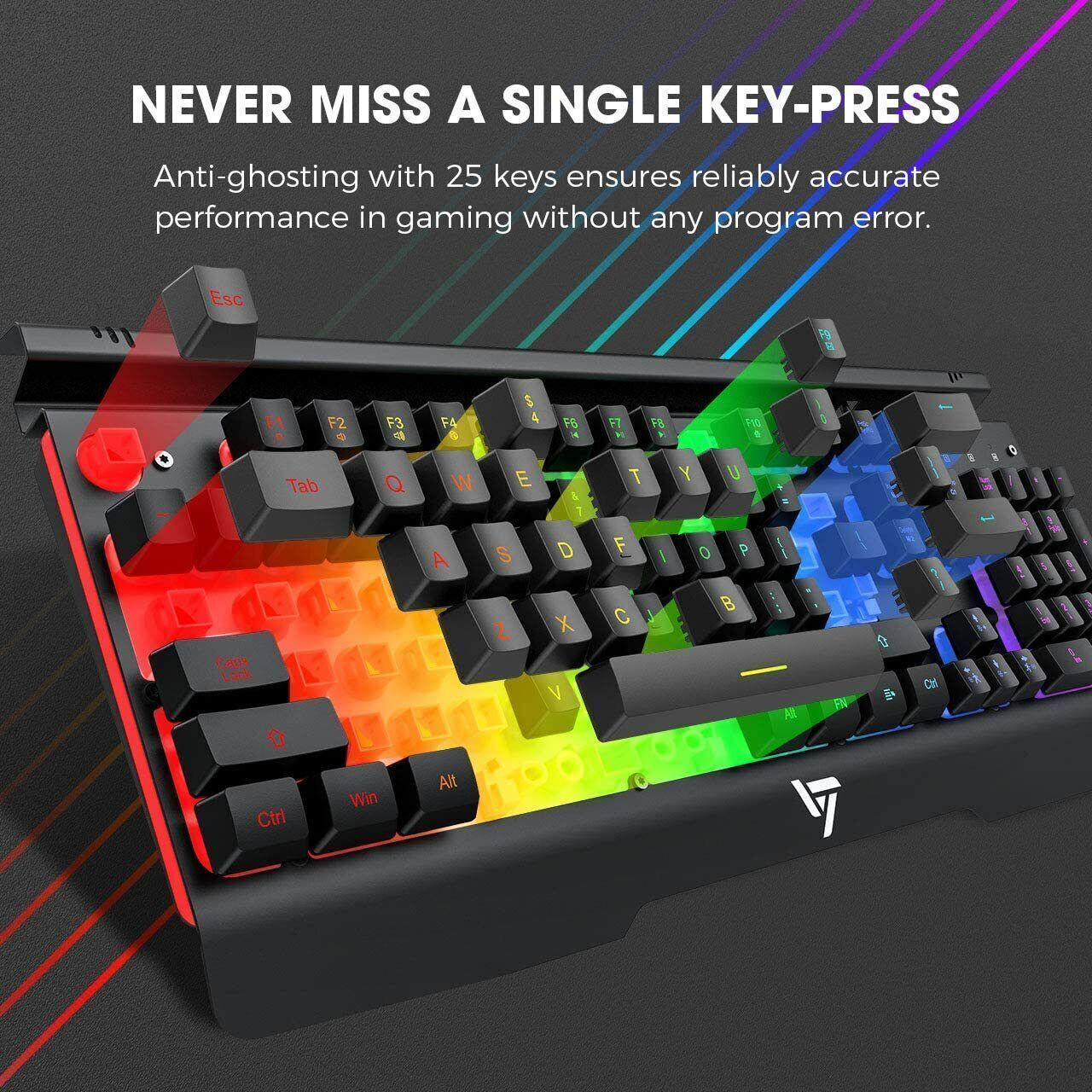  Metal RGB Illuminated Backlit Gaming Keyboard NKey Rollover UK Layout