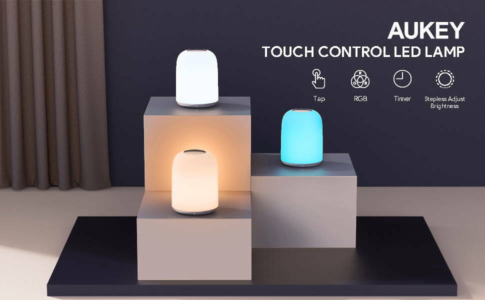 Bedside Table Lamp Light Dimmable Colour Changing RGB Wireless Touch Operation