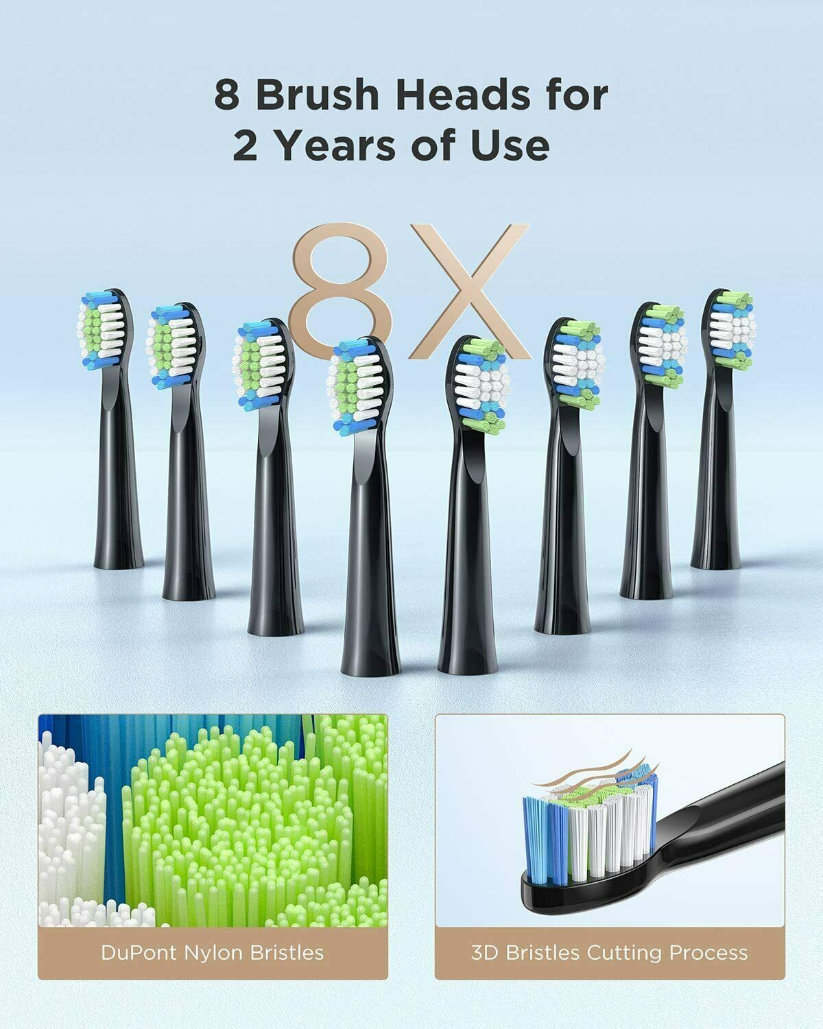 Sonic Toothbrush 8 Heads USB Charging 5 Modes Fairywill E11 Clean Polish Massage