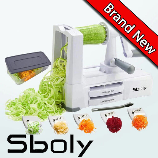 5 Blade Spiralizer Rotary Food Slicer Chopper Grater Vegetable Spaghetti Maker