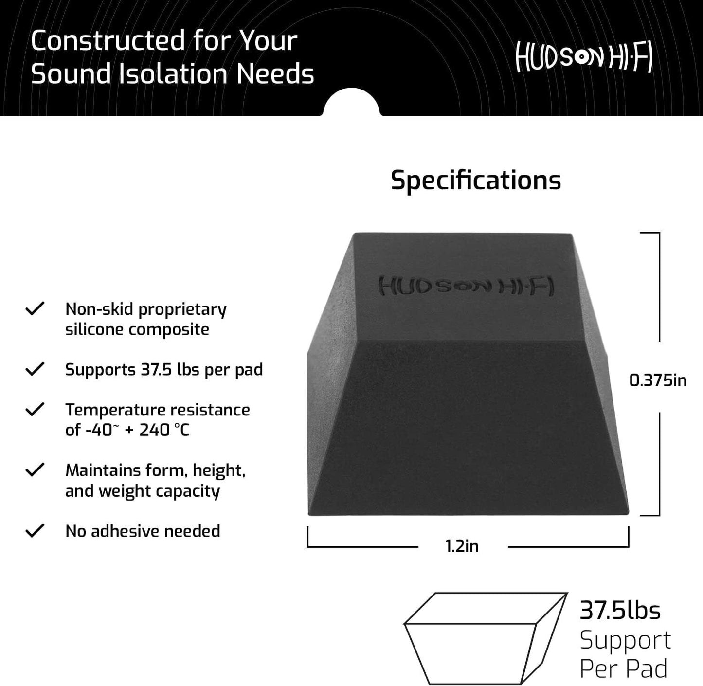 Hudson Hi-Fi Acoustic Isolation Feet 4 Pack Firm or Soft Speakers Turntable Amp