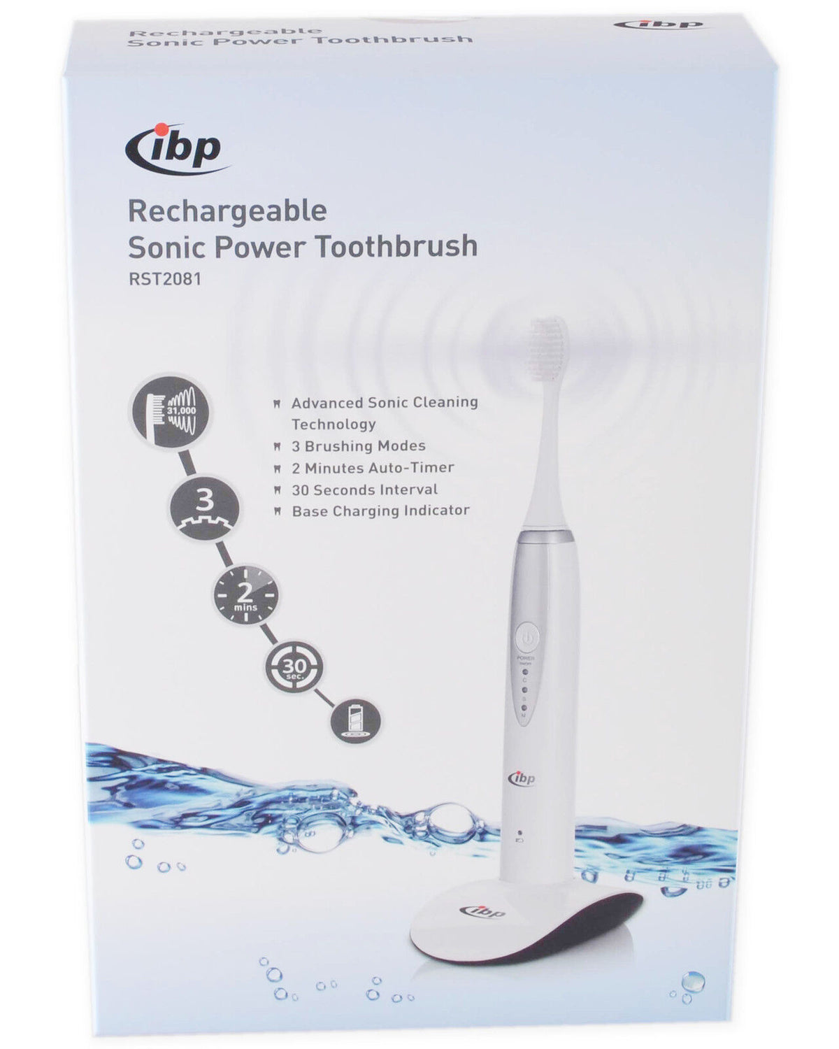 Ibp Toothbrush Unit IBP RST2081 30k Sonic Rechargeable Electric Toothbrush Timer Triple Mo ...