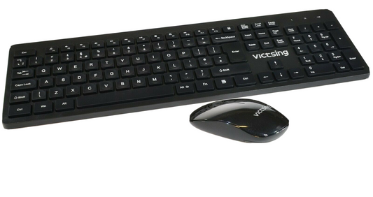 Wireless Keyboard Mouse Desktop UK Layout 2.4GHz Waterdrop Low Profile Ergonomic