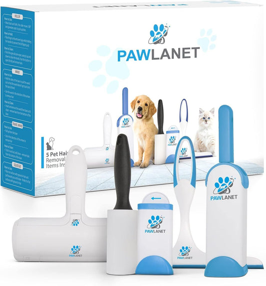 Pet Hair Removal Set 5 Piece Wand Lint Roller Squeegee Pawlanet Cars Clothes Bed