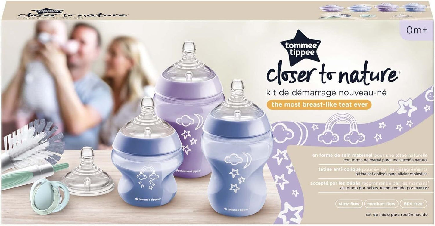 Tommee Tippee Closer To Nature Newborn Starter Set Purple/Blue Anti Colic