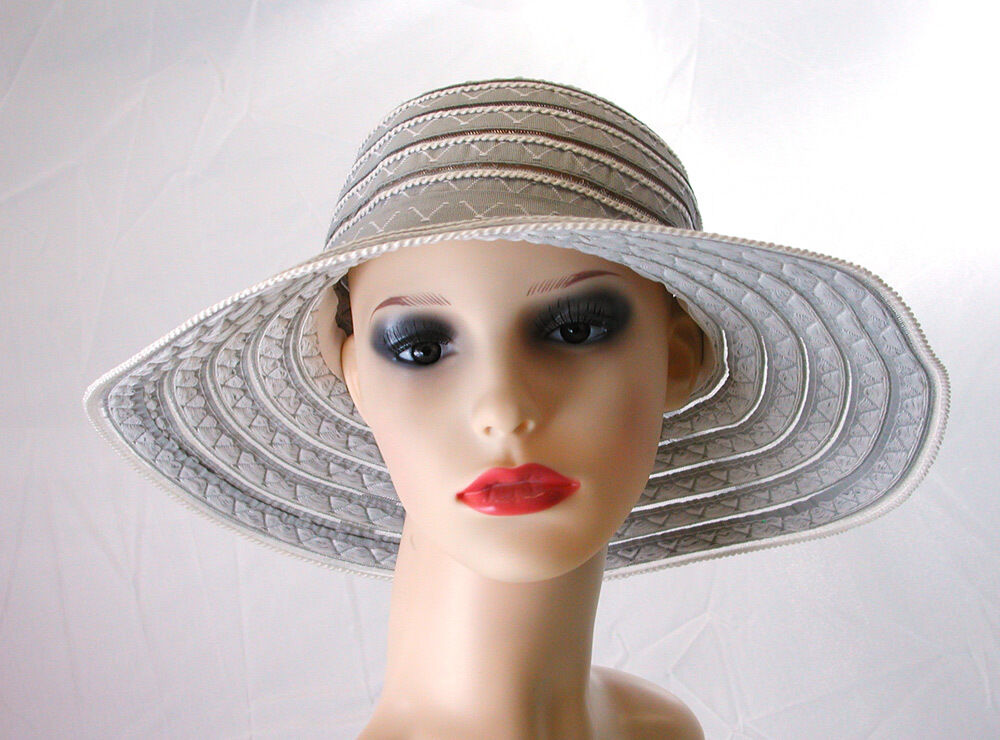 Pia Rossini Desoto Cotton Sun Hat Ladies Classic Summer Grey/White New