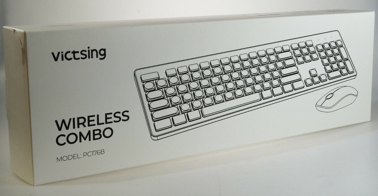 Wireless Keyboard Mouse Desktop UK Layout 2.4GHz Waterdrop Low Profile Ergonomic