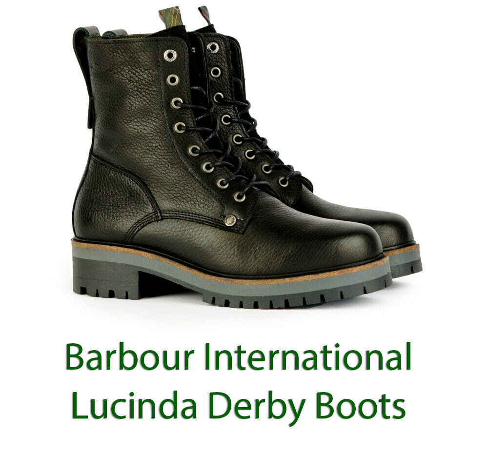 Barbour International Lucinda Derby Boots Leather Black Ladies