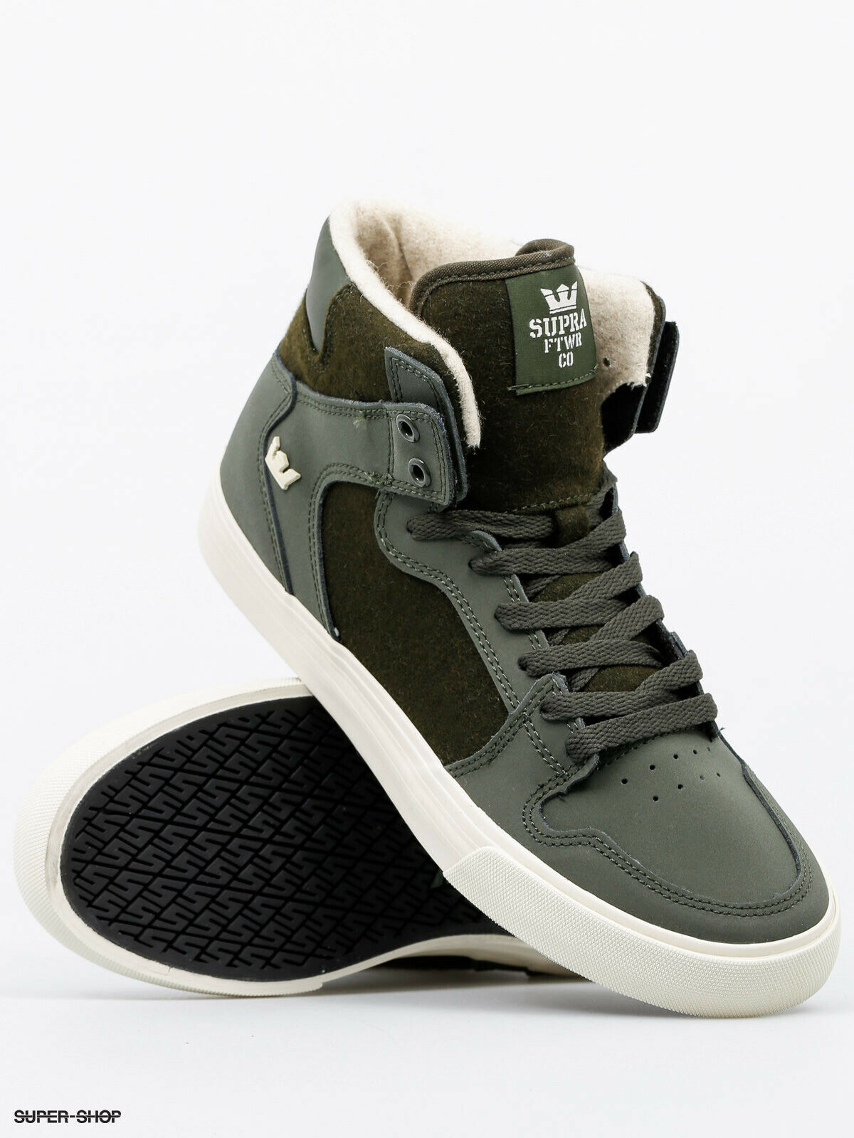 Supra Vaider Mid Top Skater White Grey Green Navy Black Mens Trainers Shoes