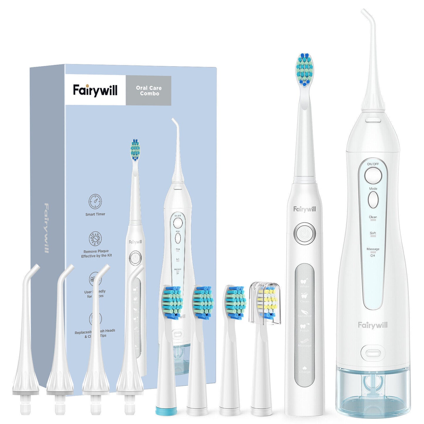 Flosser Toothbrush Oral Care Kit 5020E + 507 40k Vibrations Charge & Go Portable