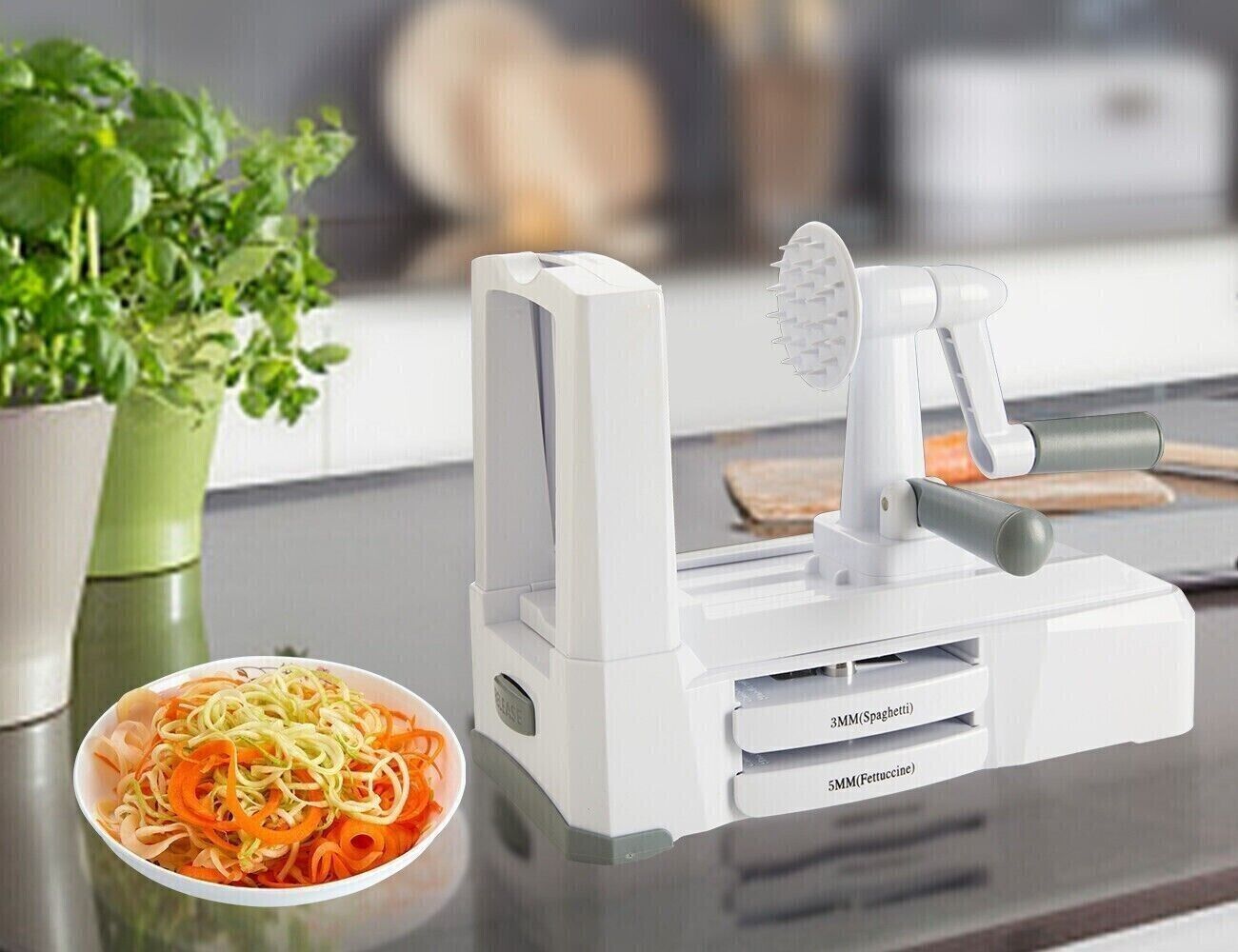 5 Blade Spiralizer Rotary Food Slicer Chopper Grater Vegetable Spaghetti Maker