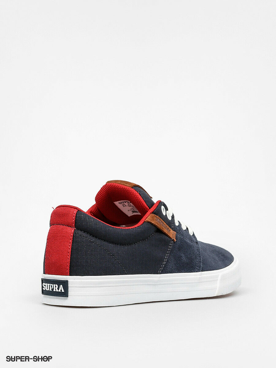 Supra Stacks Vulc II 2 Red Navy Slate White Mens Skate Shoes Trainers