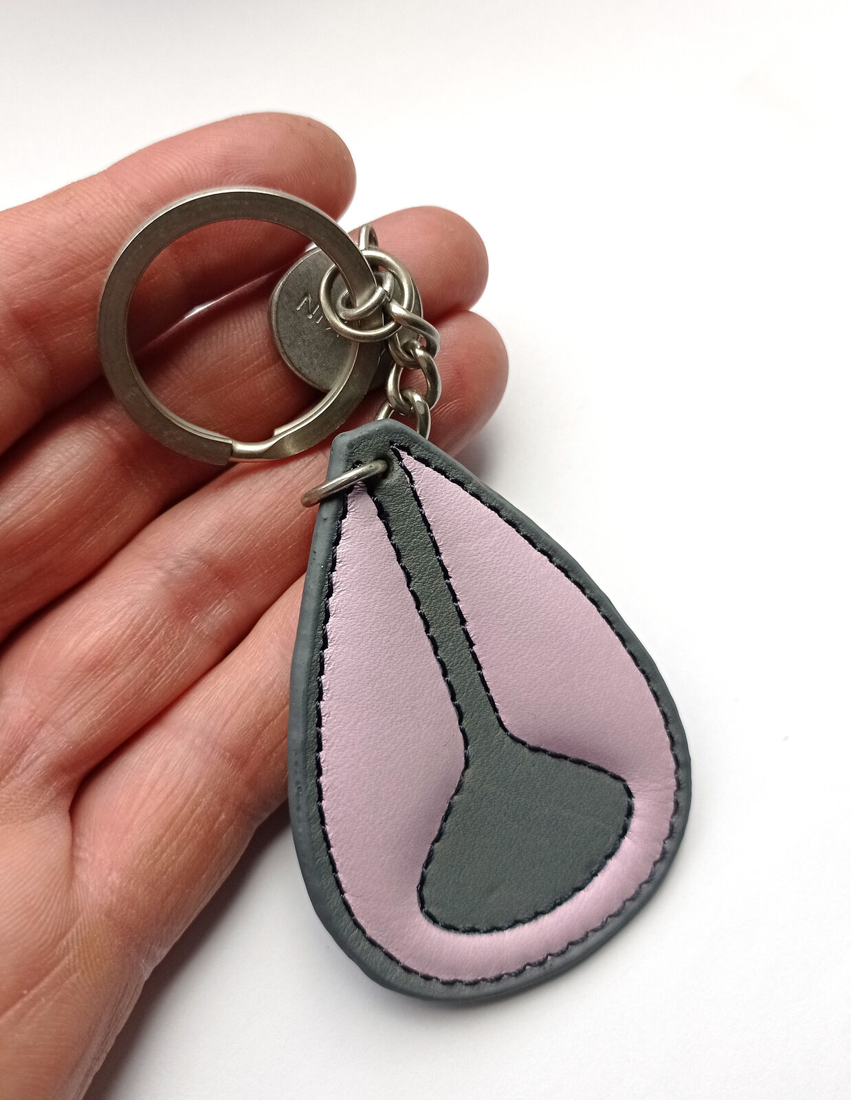 Nixon Faded Soft Grey Key Fob Ring Logo