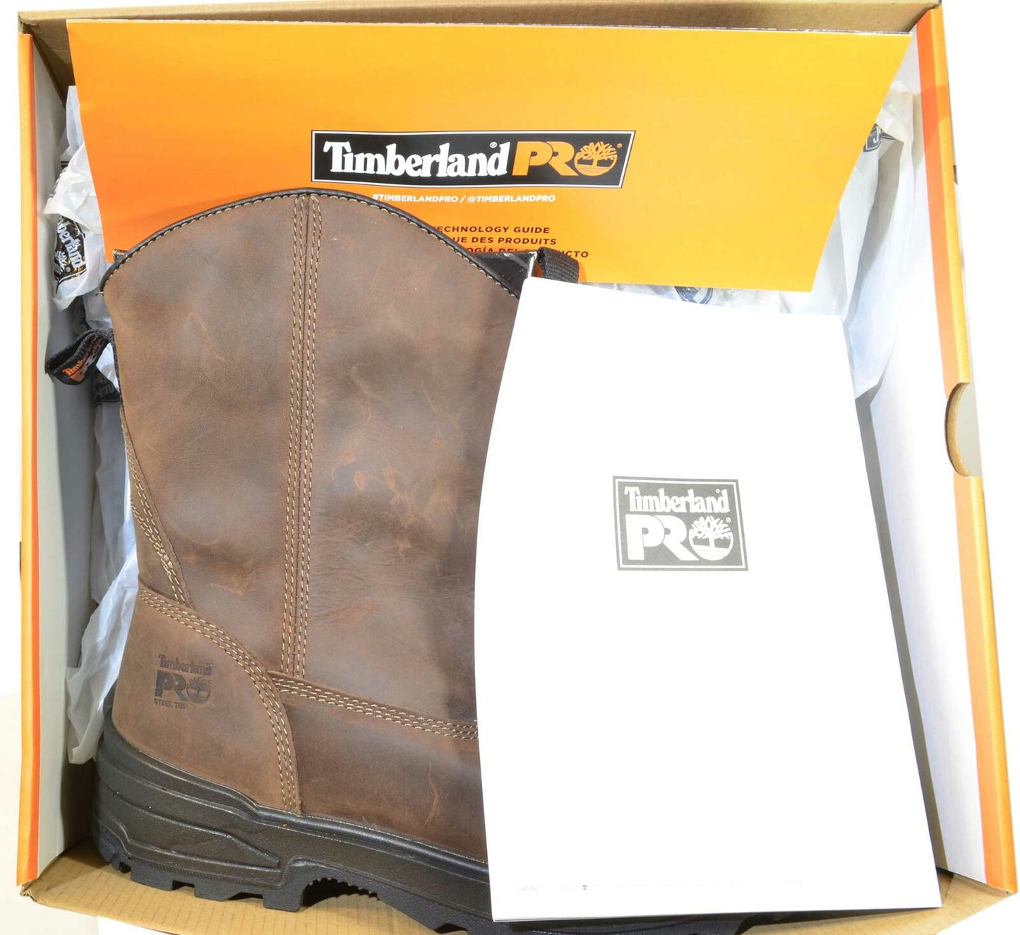 Original Timberland Pro Mortar Brown Leather Pull-On Steel Toe Safety Work Boots