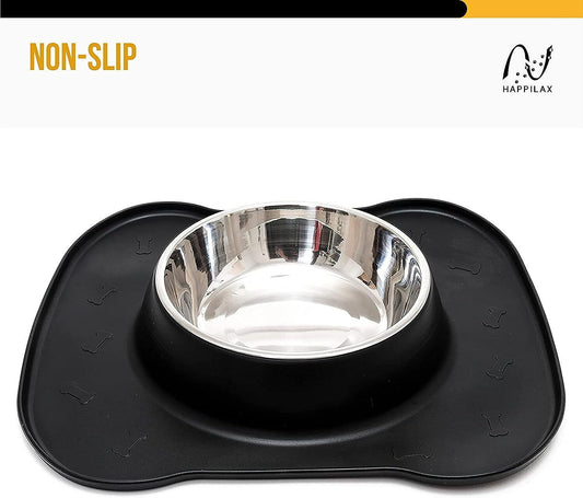 Dog Feeding Water Bowl Large Stainless Steel 1600ml Silcone Splash Drip Tray