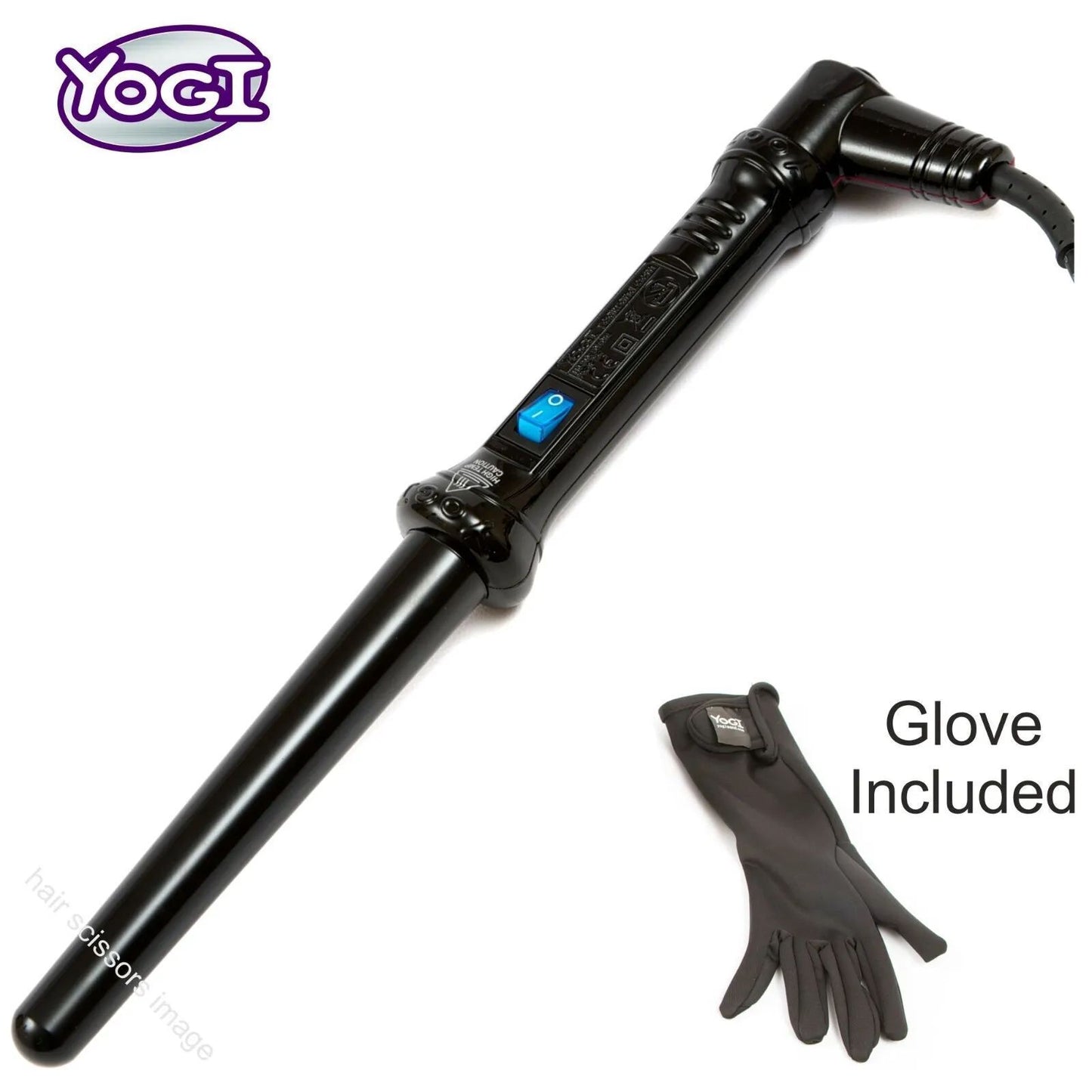 Curling Styling Wand High Gloss Black Yogi Iron Tongs Original Product