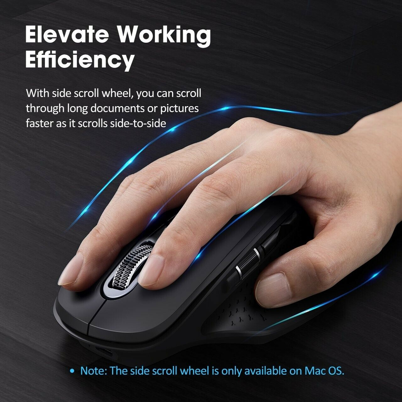 Bluetooth AND 2.4GHz Wireless Mouse Variable DPI Side Scroll Rechargeable