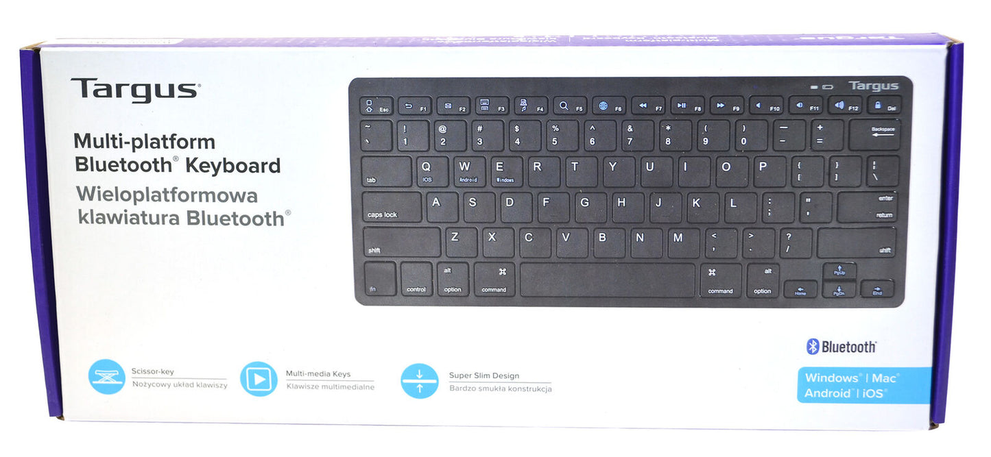 Bluetooth Keyboard Mac iOS Android Windows Slim Compact Portable QWERTY Layout