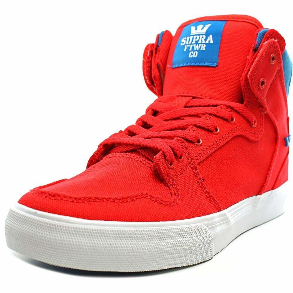 Supra Vaider D Mid Top Skater Mens Trainers Shoes Red White Royal Blue