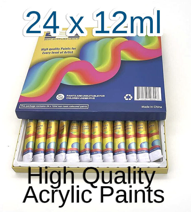 Acrylic Paints 24 x 12ml High Quality Artist All Different Shades