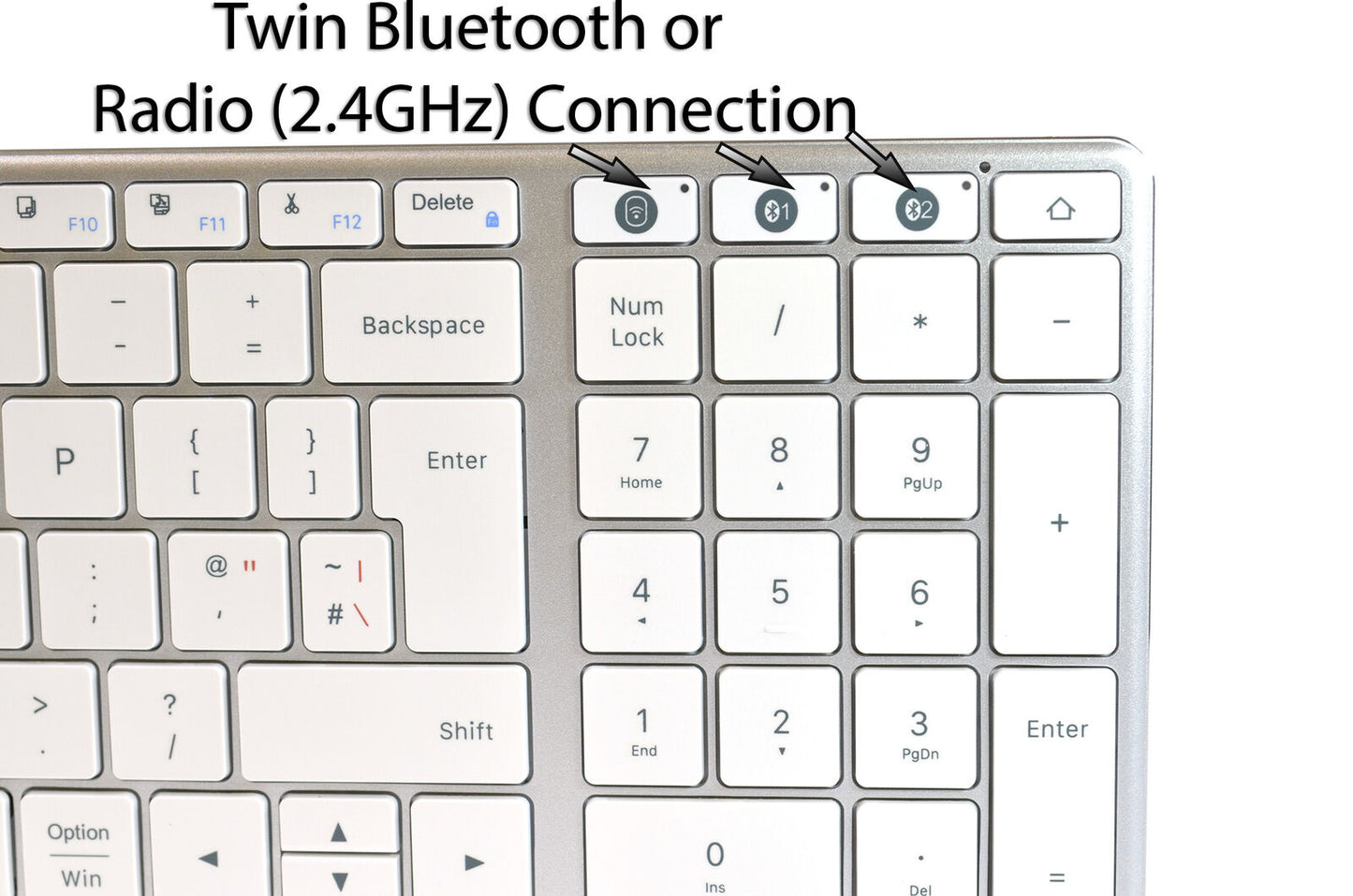 2.4GHz & Bluetooth Wireless Rechargeable Keyboard UK Layout Ultra Slim White