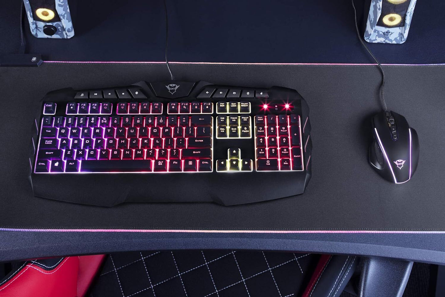 LED Gaming Keyboard Trust Odyss Semi-Mechanical Wired UK Layout Anti Ghosting