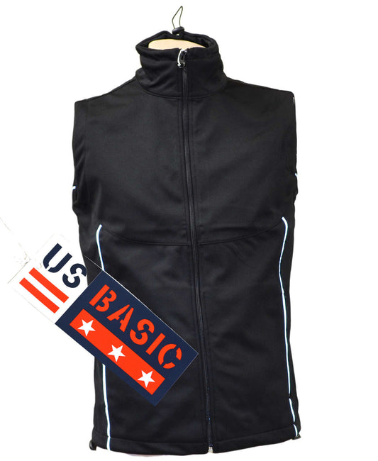 US Basic Cromwell Ladies Soft Shell Body Warmer Gilet Black  Reflective Strips