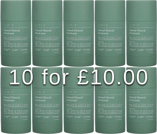 Lumin Natural Mineral Deodorant 50ml 10 For £10 Exp 09/23