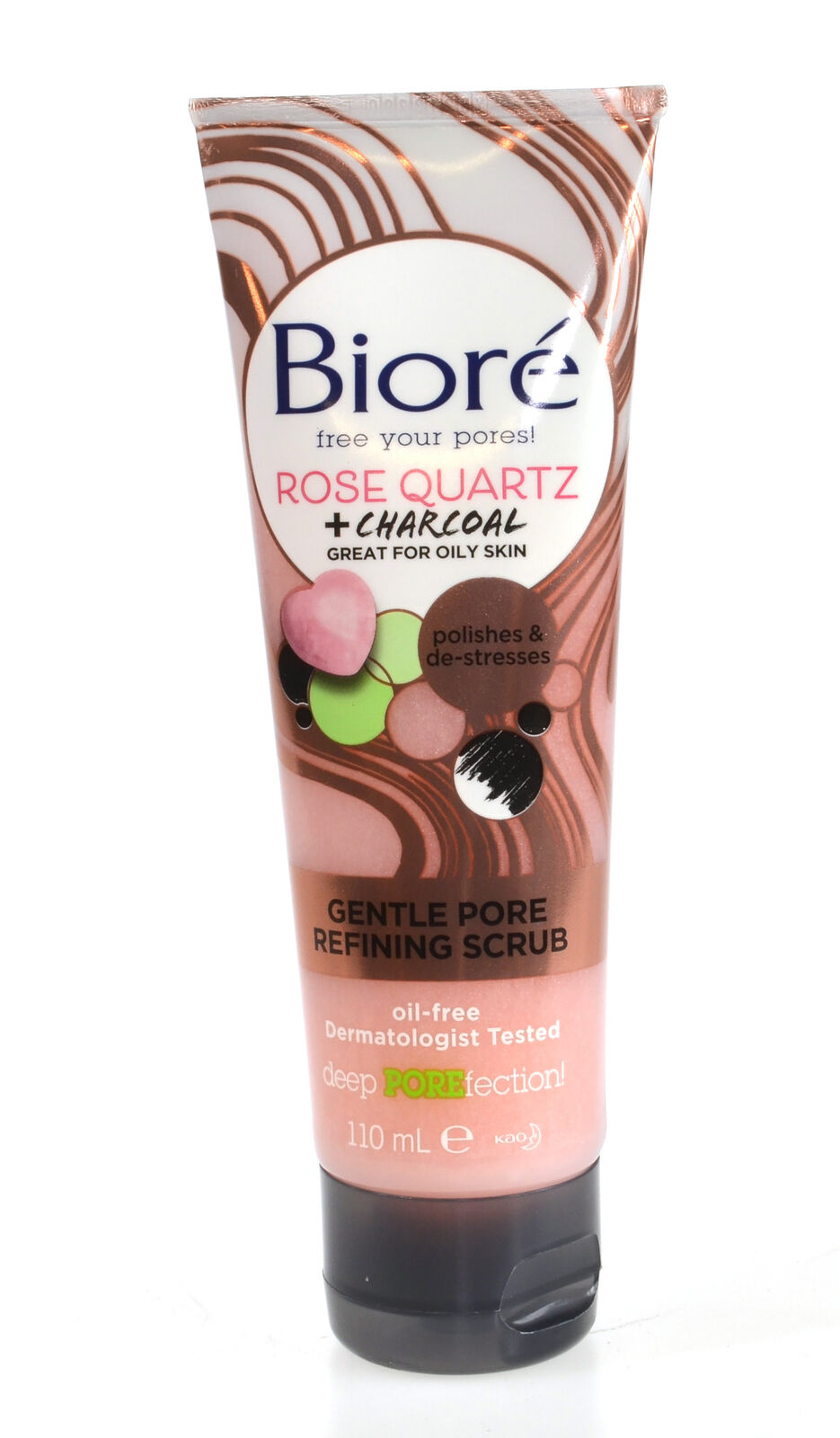 Biore Rose Quartz Charcoal Gentle Pore Refining Face Scrub Oily Skin 110g