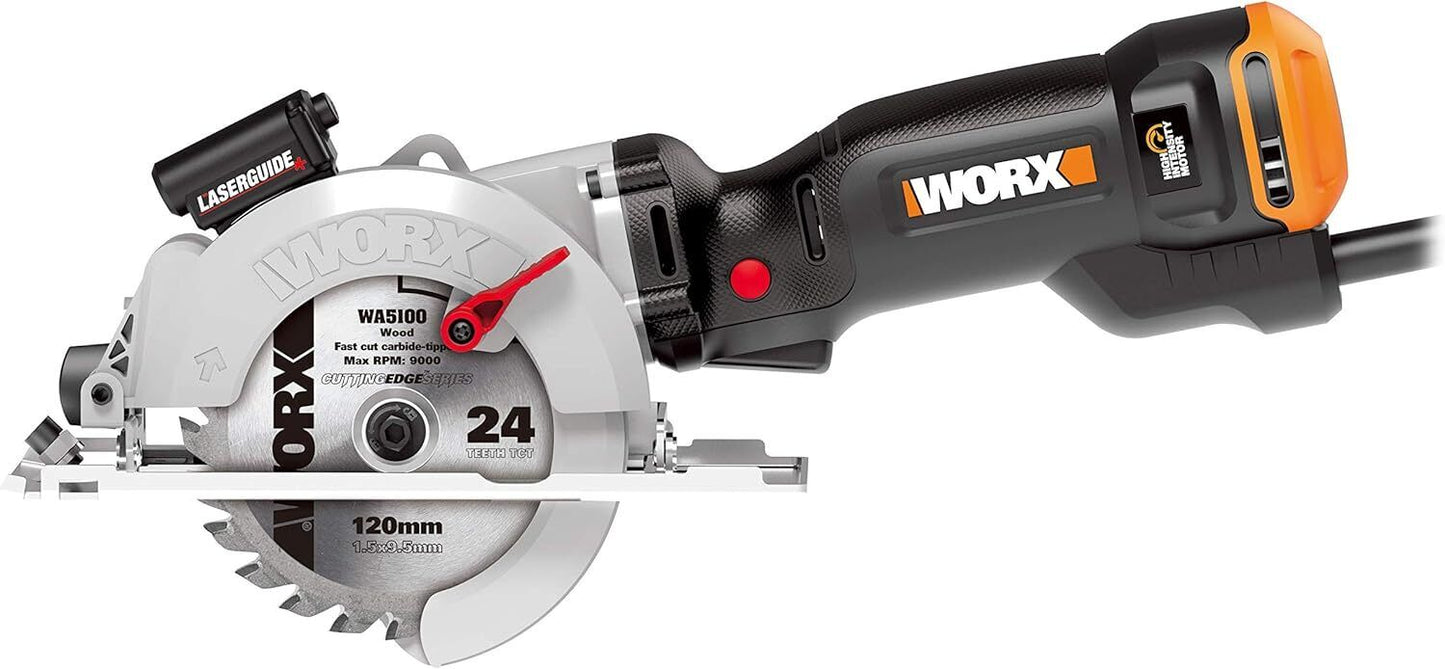 Circular Saw Compact Mains Powered + 3 Cutting Discs Worx WX437 XL 2m Cord 800W