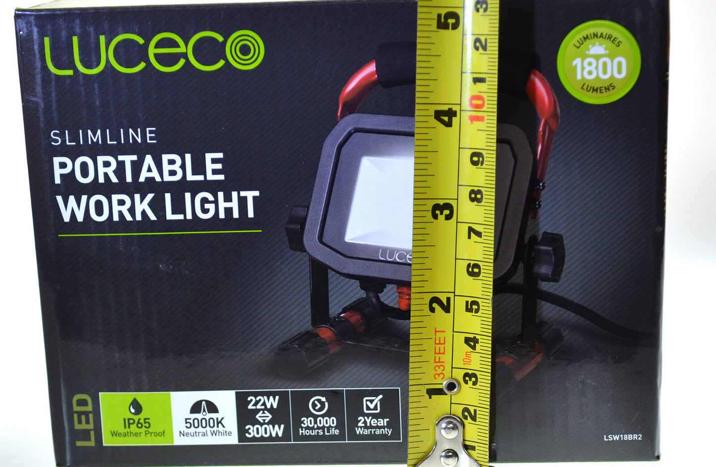 Portable Work Light 22 Watt 1800 Lumen 240v Mains Powered IP65 Luceco