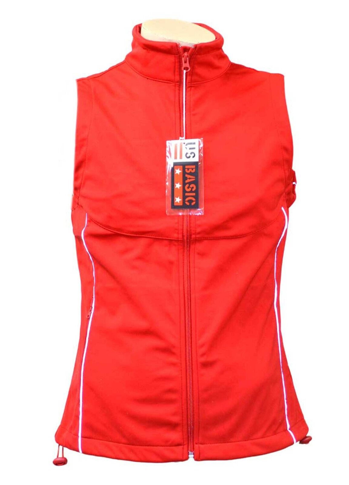 US Basic Cromwell Ladies Soft Shell Body Warmer Gilet Red Reflective Strips