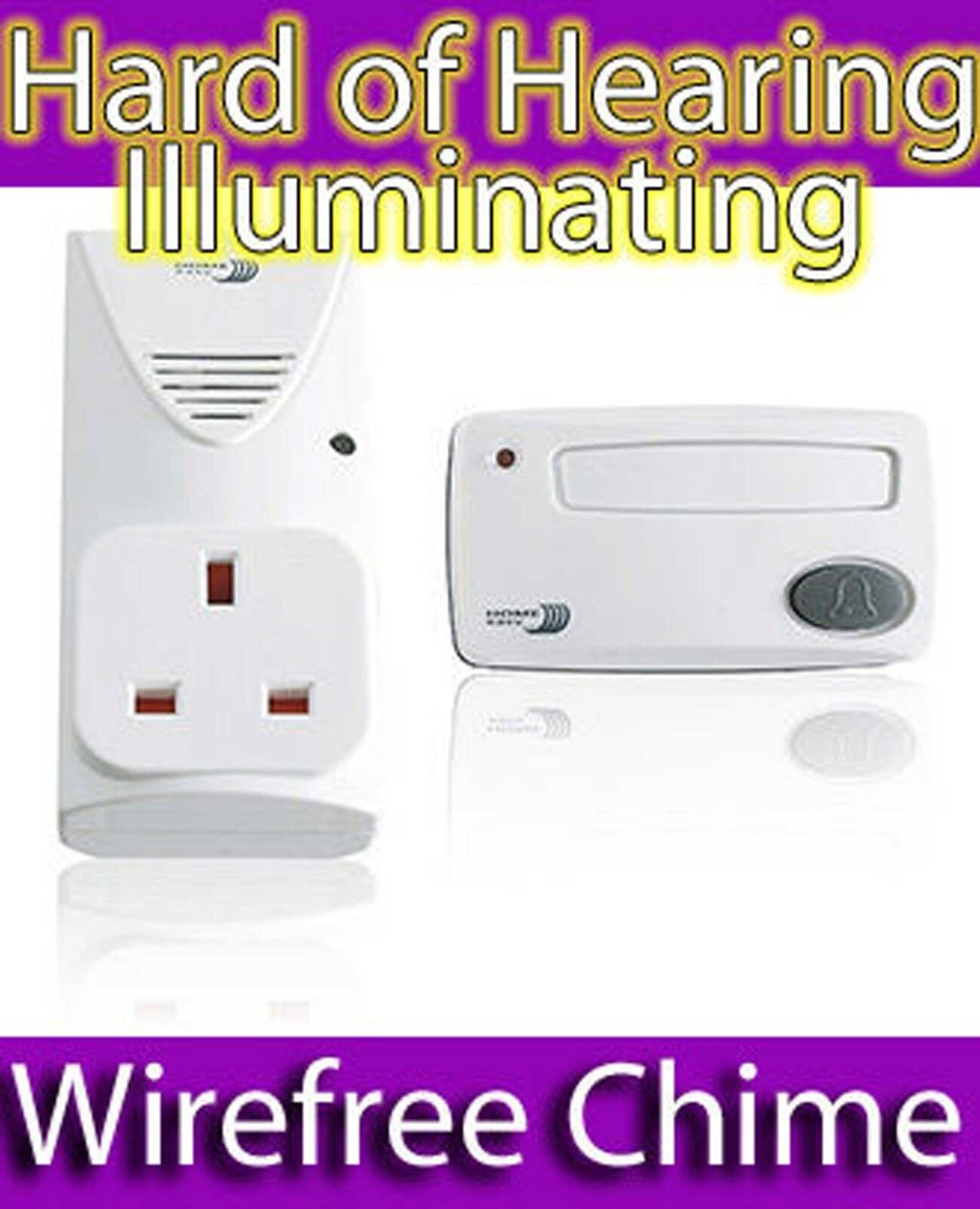 BYRON HE306 ILLUMINATING WIRELESS CHIME BELL PUSH & REMOTE SOCKET DEAF HEARING