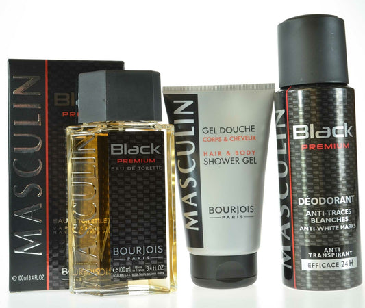 Bourjois Masculin Black Deodourant Shower Gel EDT Mens Gift Set