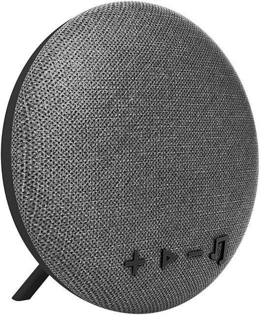 Tzumi Mini Deco Bluetooth Wireless Speaker Circular Pebble Stylish GreyFabric