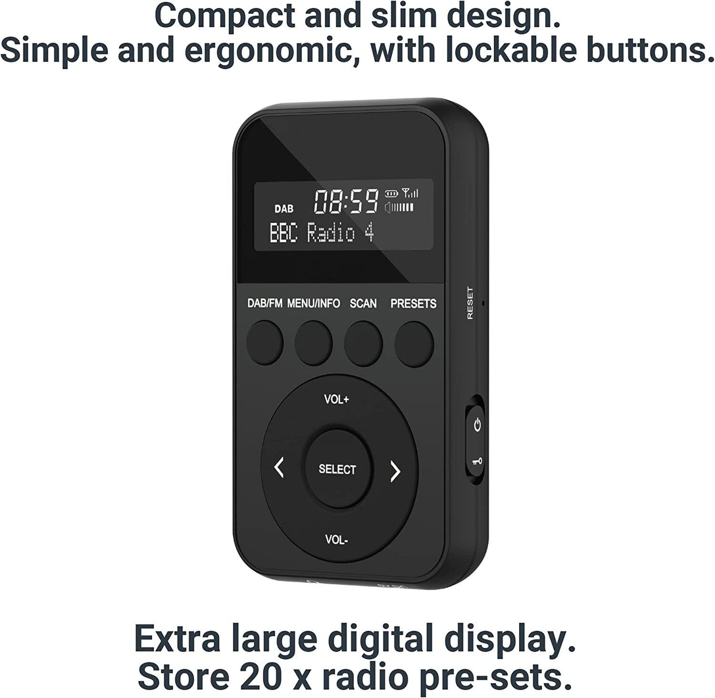 DAB+ FM Pocket Portable Mobile Radio Majority Petersfield Go 2 USB Rechargeable