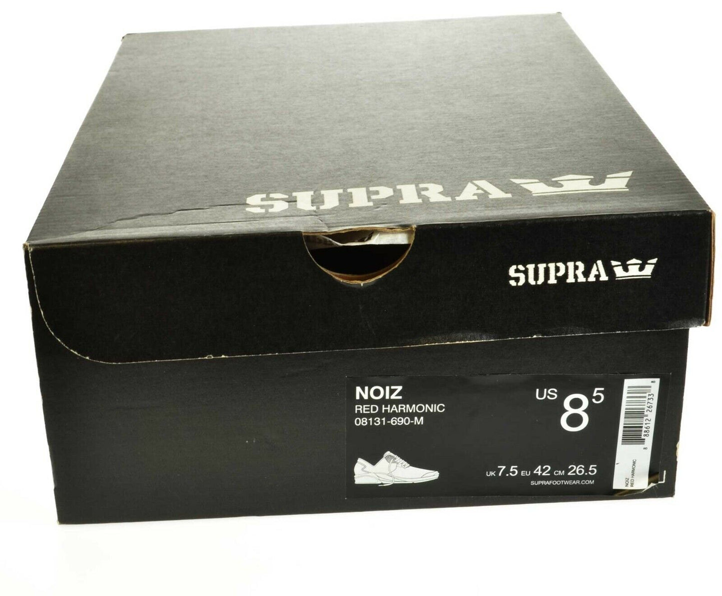 Supra Noiz Red Harmonic Light Grey Burgandy White Mens Skater Shoes Trainers